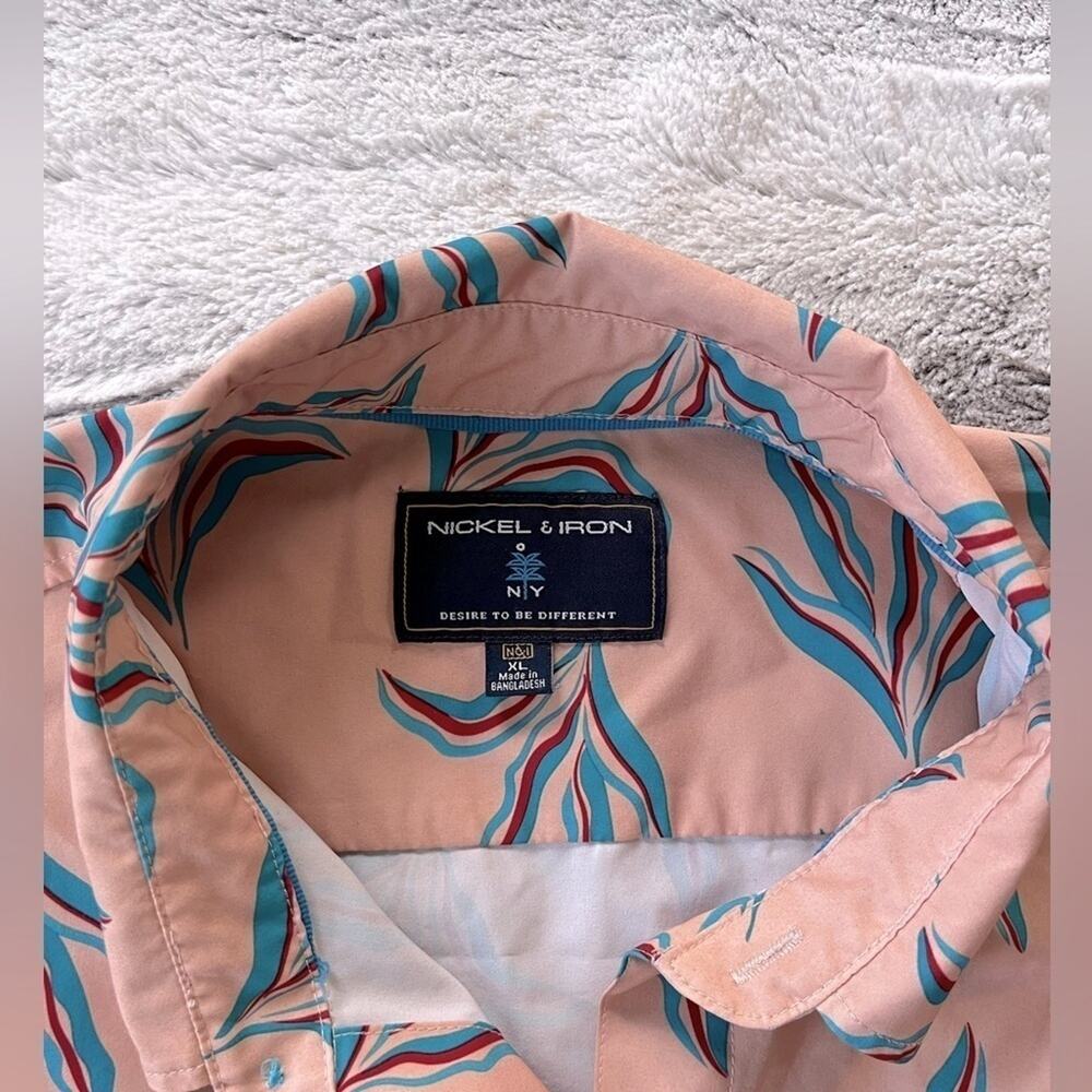 Nickel and Iron Palm Print Button Down Hawaiian Beach Shirt size XL - Picture 2 of 4